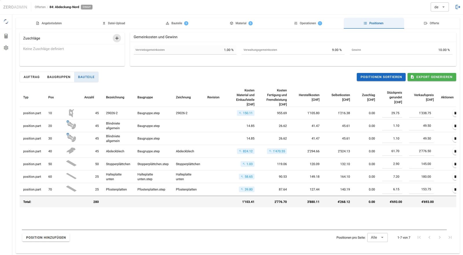 Preis-Feintuning in ZeroAdmin